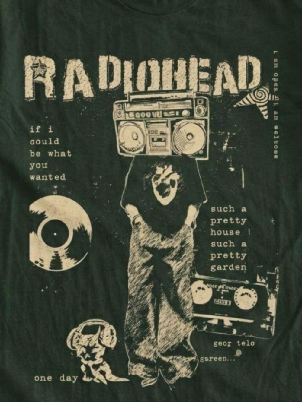 Gildan Forest Green Radiohead Graphic Tee, Music Shirt - Picture 2 of 2